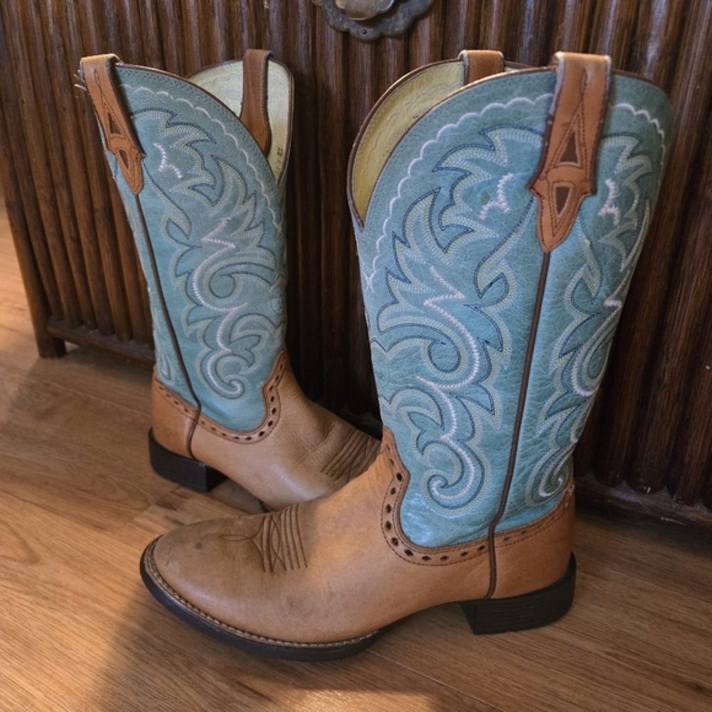 Ariat Heritage Horseman Turquoise Round Toe Riding Heel Cowgirl Western Boots